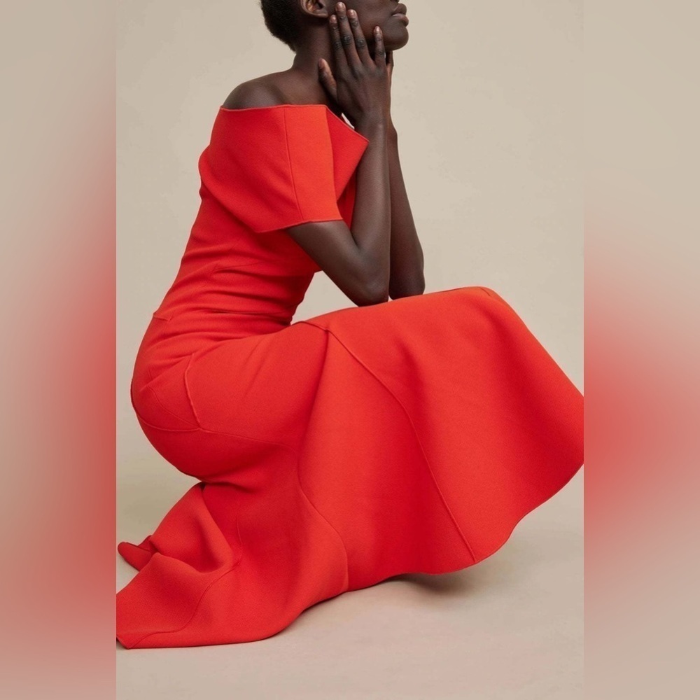 Acler Women’s Corbyn Midi Crepe Asymmetrical Red Dress Size Minimalist Dress